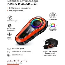 St. Morritz Q0082X Ipx6 Su Geçirmez Bluetooth 5.0 2x 1km Interkom Kask Kulaklığı – Rgb Işık, Fm Radyo