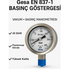 St. Morritz Çap 100 Alttan 40 Bar Gliserinli Manometre 1/2'' - Gesa