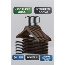St. Morritz Ahşap Elbise Askısı 6’li Set –ultra Lüks Premium Ceviz Ahşap Gömlek ve Pantolon Askısı