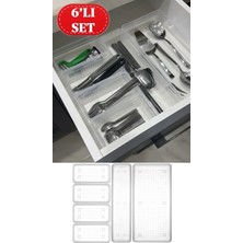 St. Morritz Bade 6'lı Modüler Set 1+1+4 Kaşıklık Çekmece Içi Düzenleyici Çatal Kaşık Düzenleme Organizeri