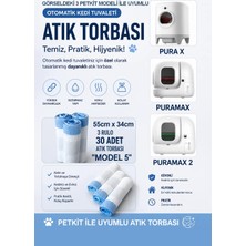 İnternal Otomatik Kedi Tuvaleti Poşeti 3 Adet Petkit Tuvaleti Ile Uyumlu Akıllı Kedi Tuvaleti Atık Torbası - 3 Rulo (30 Adet) Muadil Petkit Poşeti