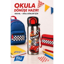 Titiz Siply Desenli Paslanmaz Çelik Okul Matarası 600ML