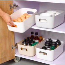 St. Morritz 3.5 Lt Beyaz 4 Adet Düzenleyici Sepet, Saklama Kutusu, Banyo ve Mutfak Organizer