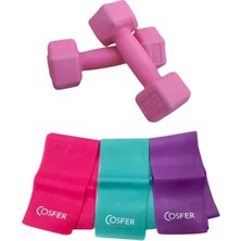 St. Morritz Pembe Dambıl 1 kg x 2 ve Pilates Direnç Bandı 3 Lü