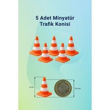 Aysluka 5 Adet Minyatür Trafik Konisi 3cm, Diorama ve Maketler Için, Turuncu-Beyaz
