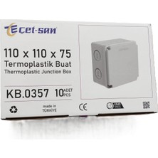 Çet-San Çetsan 110X110X75 mm Termoplastik Kare Buat Kutusu - Toz ve Su Sızdırmaz Sıva Üstü Dağıtım Kutusu(10 Adet / 1 Kutu)