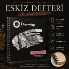 Dream Art Galery Dreamart Galery Eskiz Defteri 20X20 cm 50 Yaprak Bej Kağıt Spiralli Sert Kapak Karakalem Çizim Defteri