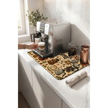 Valerine Life Kahve Espresso Makinesi Matı 35X45CM Çaycı Pad Su Geçirmez Coffee Toons