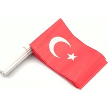 St. Morritz 100 Adet Çubuklu Kağıt Türk Bayrağı Çıtalı Sopalı Ayyıldız Baskılı Bayrak