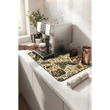 Valerine Life Kahve Espresso Makinesi Matı 35X45CM Çaycı Pad Su Geçirmez Peacock Espresso