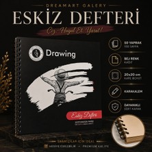 Dream Art Galery Dreamart Galery Eskiz Defteri 20X20 cm 50 Yaprak Bej Kağıt Spiralli Sert Kapak Karakalem Çizim Defteri