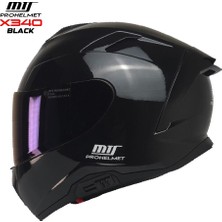 Mts X340 Full Face Güneş Vizörlü Kask (Parlak Sıyah)