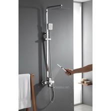 St. Morritz Inox Duş Seti Inox Tepe Yağmurlama Banyo Duş Sistemi Alt Armatür Dahil Set 5 Yıl Garantili