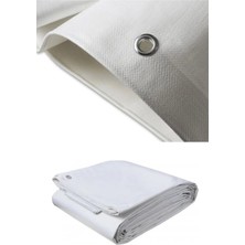 St. Morritz 7x7 Metre Beyaz Lamineli Branda Çadır Gölgelik Su Toz Geçirmez Koruyucu Örtü Kapsüllü Tente
