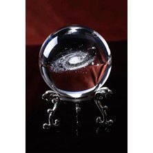 St. Morritz Kristal Top Süs Uzay Serisi Ev Dekoratif Sanat Samanyolu Cam Küre Metal Standlı