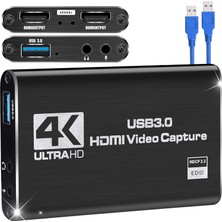 CoverZone HDMI To USB 3.0 Video Capture Kartı Ses ve Görüntü Yakalama | 4K 60FPS Görüntü Aktarma, Ekstra Güç Gerektirmez, Ps3 Ps4 Ps5 Xbox, Windows ve Os x ile Uyumlu Yayın Kayıt Cihazı, ZR1285, Siyah