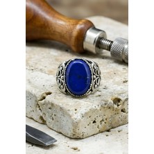 Takıdepo Hünkar Model El Işi Lapis Lazuli Taşlı Gümüş Yüzük