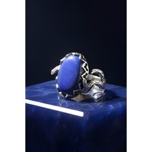 Takıdepo Ağaç Model Lapis Lazuli Taşlı El Işi Gümüş Yüzük -