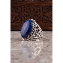 Takıdepo Ahenk Model Lapis Lazuli Taşlı El Işçiliği Gümüş Erkek Yüzük