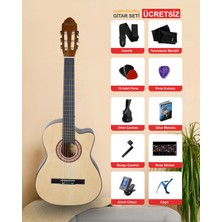 Savera - Natural Klasik Gitar 4/4 Yetişkin Boy Sap Ayarlı Kesik Kasa Full Set