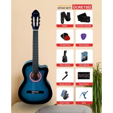 Savera Mavi Klasik Gitar 4/4 Yetişkin Boy Sap Ayarlı Kesik Kasa Full Set