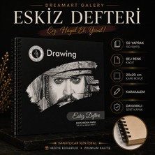 Dream Art Galery Eskiz Defteri 20X20 cm 50 Yaprak Bej Kağıt Spiralli Sert Kapak Karakalem Çizim Defteri