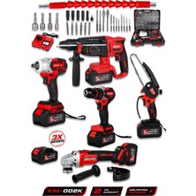 Kimmeer Plus Profesyonel 21V Akülü Vidalama Matkap Kırıcı Delici Hilti Taşlama Somun Sökme 4'lü Set