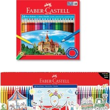 Faber Castell 24 Renk Kuru Boya ve 48’li Maxi Keçeli Kalem Ikisi Birarada Set