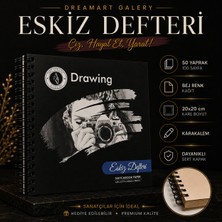 Dream Art Galery Dreamart Galery Eskiz Defteri 20X20 cm 50 Yaprak Bej Kağıt Spiralli Sert Kapak Karakalem Çizim Defteri