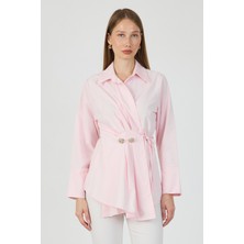 Vavinor Bağlamalı Terikoton Gömlek - Pembe