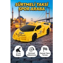 Farbu Oyuncak Lamborghini Aventador Tasarımlı Sürtmeli Taksi Spor Araba - 17 cm - Damalı Oyuncak Taksi