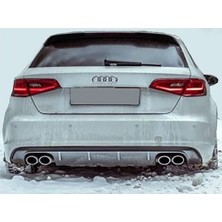 Hasakman Audi A3 8V Hb S3 Difüzör Sağ Sol Çift Çıkış Parlak Siyah Difizör 2012-2016 Arka+Bodykit+Ek+Karlık