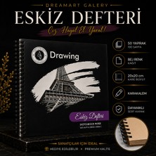 Dream Art Galery Dreamart Galery Eskiz Defteri 20X20 cm 50 Yaprak Bej Kağıt Spiralli Sert Kapak Karakalem Çizim Defteri