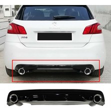 Hasakman Peugeot 308 Gt Difüzör + Egzoz Görünüm Parlak Siyah Difizör 2013 2014 2015 2016 2017 2018 +Bodykit