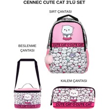Ümit Çanta Cennec Cute Cat Okul Çantası Seti – Sırt Çantası + Termal Beslenme Çantası + Kalem Çantası