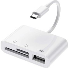 Bilişim Burada ZR823 Type-C Sd Micro Sd Card Reader, Beyaz BBZR823