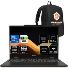 MSI Msı Venturepro 17 Intel Core 7 240H Rtx 5050 8gb 45W 8gb Ram 512GB SSD 17.3″ Fhd (1920X1080) 144Hz Freedos A2RWEG-027XTRP302 Gaming Laptop + Per4 Çanta