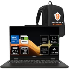 MSI Msı Venturepro 17 Intel Core 7 240H Rtx 5050 8gb 45W 64GB Ram 1tb SSD 17.3″ Fhd (1920X1080) 144Hz Freedos A2RWEG-027XTRP339 Gaming Laptop + Per4 Çanta