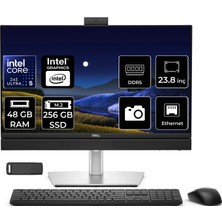 Dell Pro 24 Plus QB24250 Intel Core Ultra 5 245 48GB Ram 256GB SSD Intel Graphics 23.8" Full Hd (1920X1080) 100Hz Freedos BTO101-QB24250P331 Siyah All In One Bilgisayar + Per4 USB Bellek