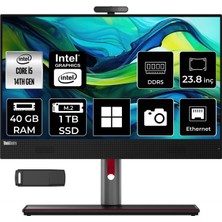 Lenovo Thinkcentre M90A Gen 5 Intel Core I5 14400 40GB Ram 1tb SSD Intel Graphics 23.8" Full Hd (1920X1080) WIN11 Home 12SKS50800P427 Siyah All In One Bilgisayar + Per4 USB Bellek