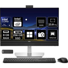 Dell Pro 24 Plus QB24250 Intel Core Ultra 5 245 8gb Ram 512GB SSD Intel Graphics 23.8" Full Hd (1920X1080) 100Hz WIN11 Pro BTO101-QB24250P502 Siyah All In One Bilgisayar + Per4 USB Bellek