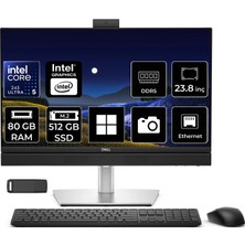 Dell Pro 24 Plus QB24250 Intel Core Ultra 5 245 80GB Ram 1tb SSD Intel Graphics 23.8" Full Hd (1920X1080) 100Hz WIN11 Pro BTO101-QB24250P545 Siyah All In One Bilgisayar + Per4 USB Bellek
