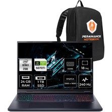 Acer Predator Helios Neo 18 Intel Core Ultra 9 275HX 24GB Ram 1tb SSD RTX5070TI/12GB 18" Qhd+ Freedos Gaming Laptop & Per4 Çanta NHQVLEY002P315