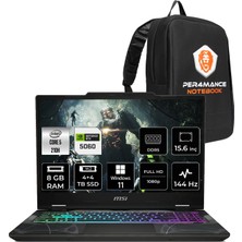 MSI Msı Cyborg 15 Intel Core 5 210H 8gb Ram 4tb+4tb SSD RTX5060/8GB 15.6" Fhd WIN11 Home Gaming Laptop & Per4 Çanta B2RWFKG207XTRP366