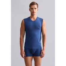 Mısırlı Modal By Tencel Hercules Slim Fit V Yaka Sporcu Atlet / T-Shirt Gece Mavisi