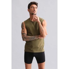 Mısırlı Modal By Tencel Hercules Slim Fit Bisiklet Yaka Sporcu Atlet Koyu Haki