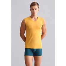Mısırlı Modal By Tencel Hercules Slim Fit V Yaka Sporcu Atlet / T-Shirt Hardal