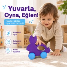 Antiola Tekerlekli Yuvarlanan Tavşan Oyuncağı Kolay Kavrama Saplı Motor Beceri Destekleyici Eğitici Çocuk Oyuncağı