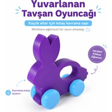 Antiola Tekerlekli Yuvarlanan Tavşan Oyuncağı Kolay Kavrama Saplı Motor Beceri Destekleyici Eğitici Çocuk Oyuncağı