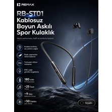 Remax RB-ST01 Manyetik Boyun Bantlı Bluetooth 6.0 Kablosuz Spor Kulaklık - 25 Saat Müzik Süresi RB-ST01 Siyah